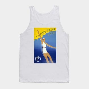 Vintage Poster Restored France La Cote d'Azur l'ete Tank Top